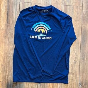 Life Is Good Navy Long Sleeve Swim Shirt with Graphic